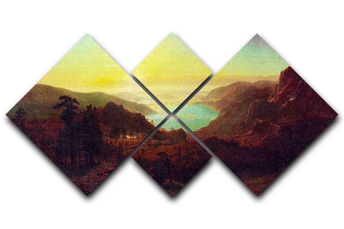 Donner Lake 2 multi-panel canvas artwork featuring serene lake landscape divided into four equal sections.