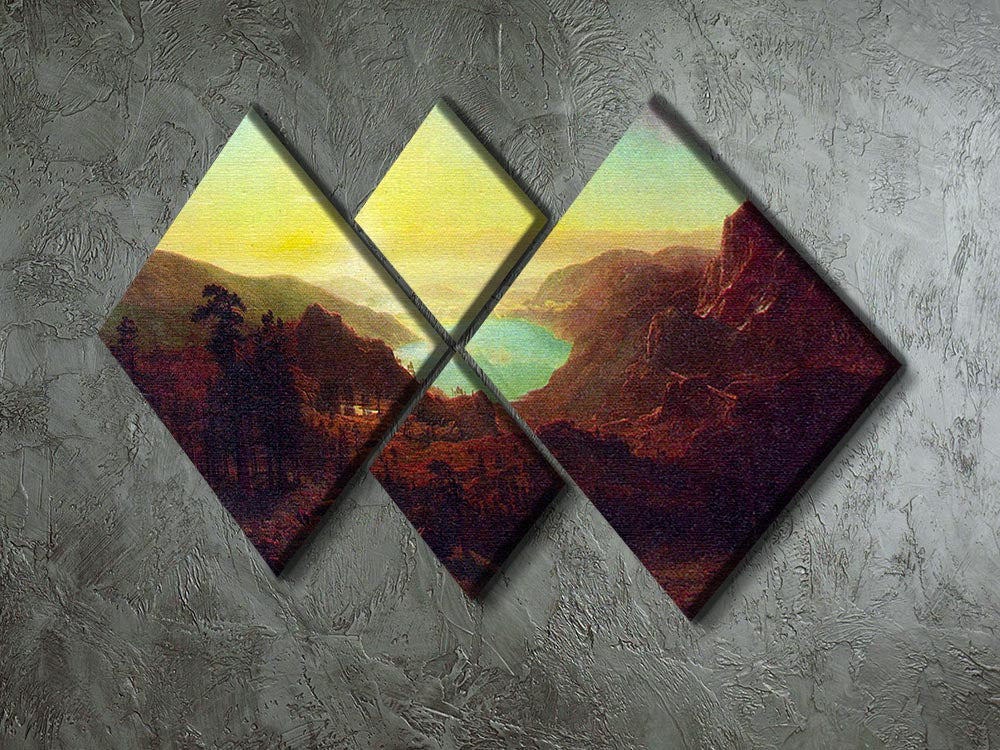 Donner Lake 2 multi-panel canvas artwork featuring serene lake landscape divided into four equal sections.