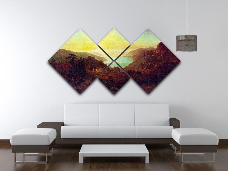 Donner Lake 2 multi-panel canvas artwork featuring serene lake landscape divided into four equal sections.