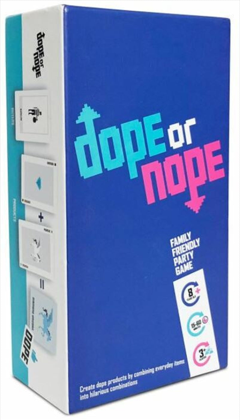 Dope or Nope The Game featuring colorful product cards and players enjoying a fun party atmosphere.