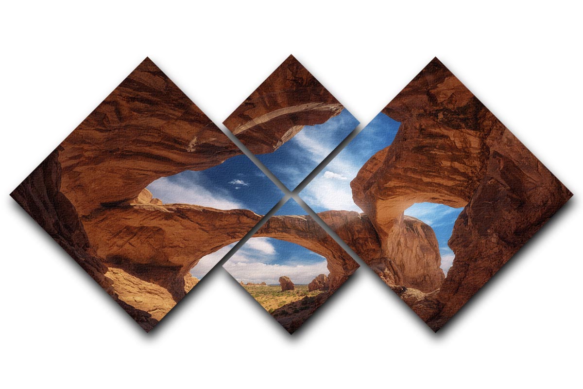 Double Arch 4 Square Multi Panel Canvas artwork featuring four equal square sections with a harmonious design, perfect for modern decor.