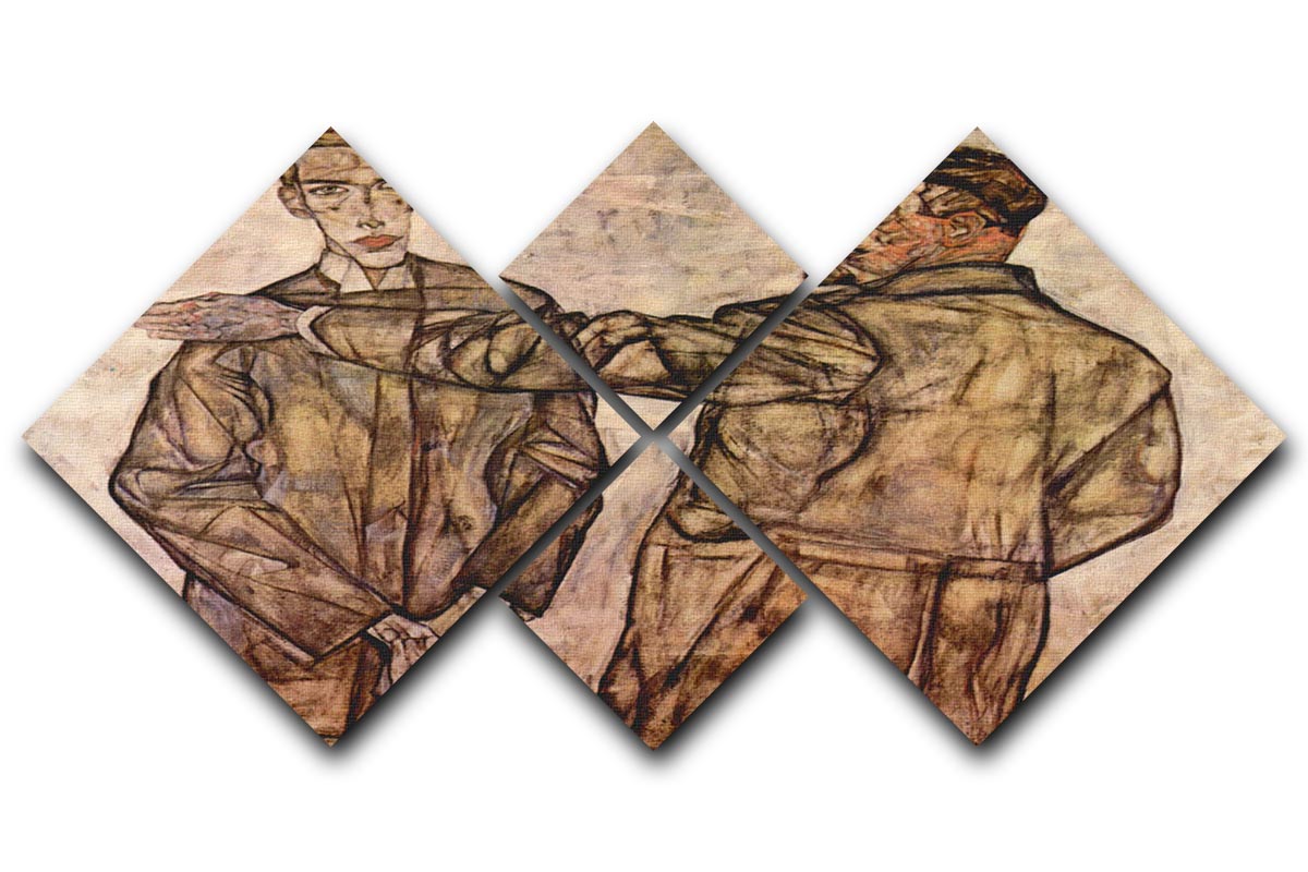 Double Portrait of Heinrich Bensch and his Son Otto by Egon Schiele, a 4-square canvas artwork showcasing emotional depth and striking visuals.
