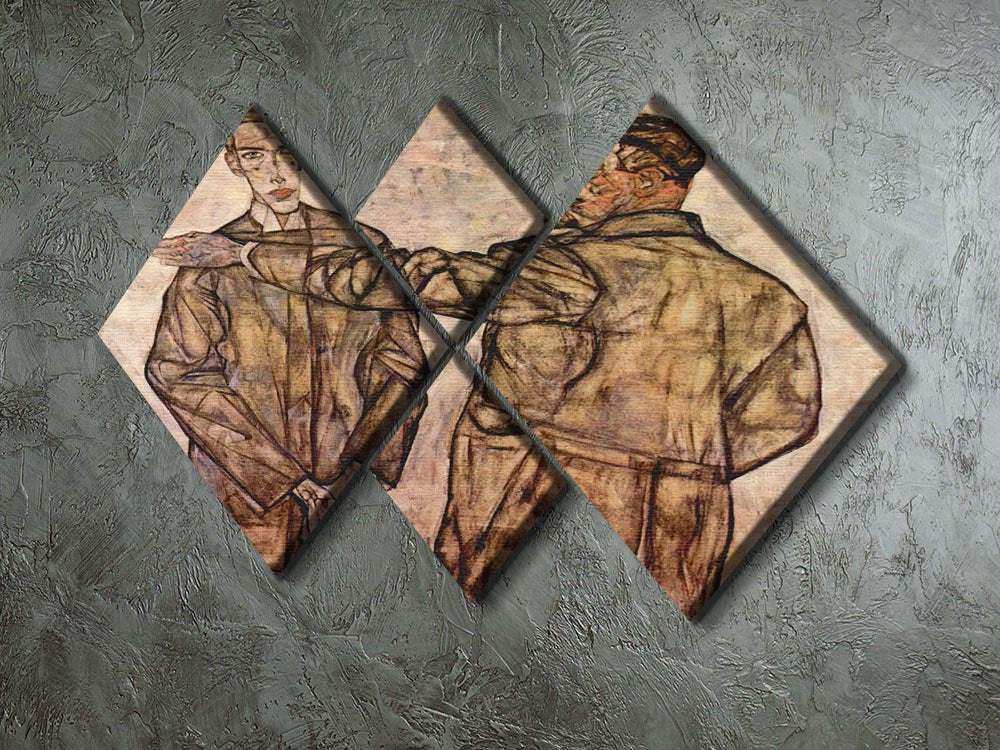 Double Portrait of Heinrich Bensch and his Son Otto by Egon Schiele, a 4-square canvas artwork showcasing emotional depth and striking visuals.