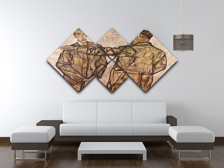 Double Portrait of Heinrich Bensch and his Son Otto by Egon Schiele, a 4-square canvas artwork showcasing emotional depth and striking visuals.