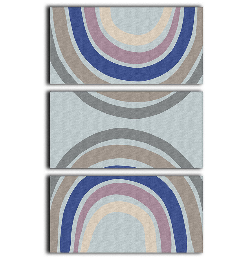 Double Rainbow Blue 3 Split Panel Canvas Print showcasing vibrant colors and abstract design, perfect for enhancing home decor.