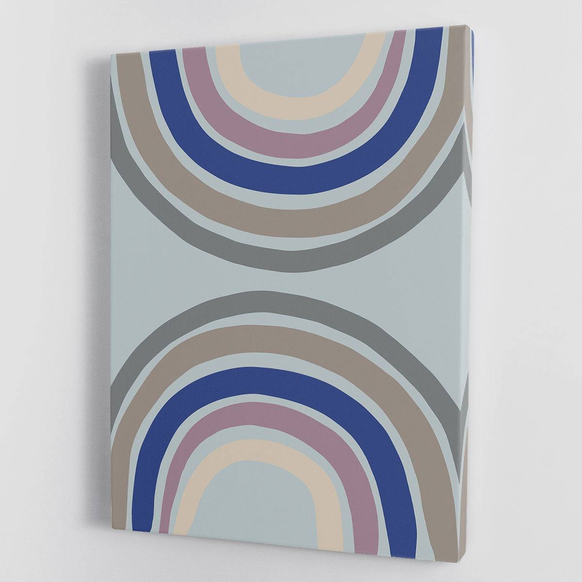 A vibrant Double Rainbow Blue Canvas Print showcasing a stunning double rainbow against a blue sky, perfect for home decor.