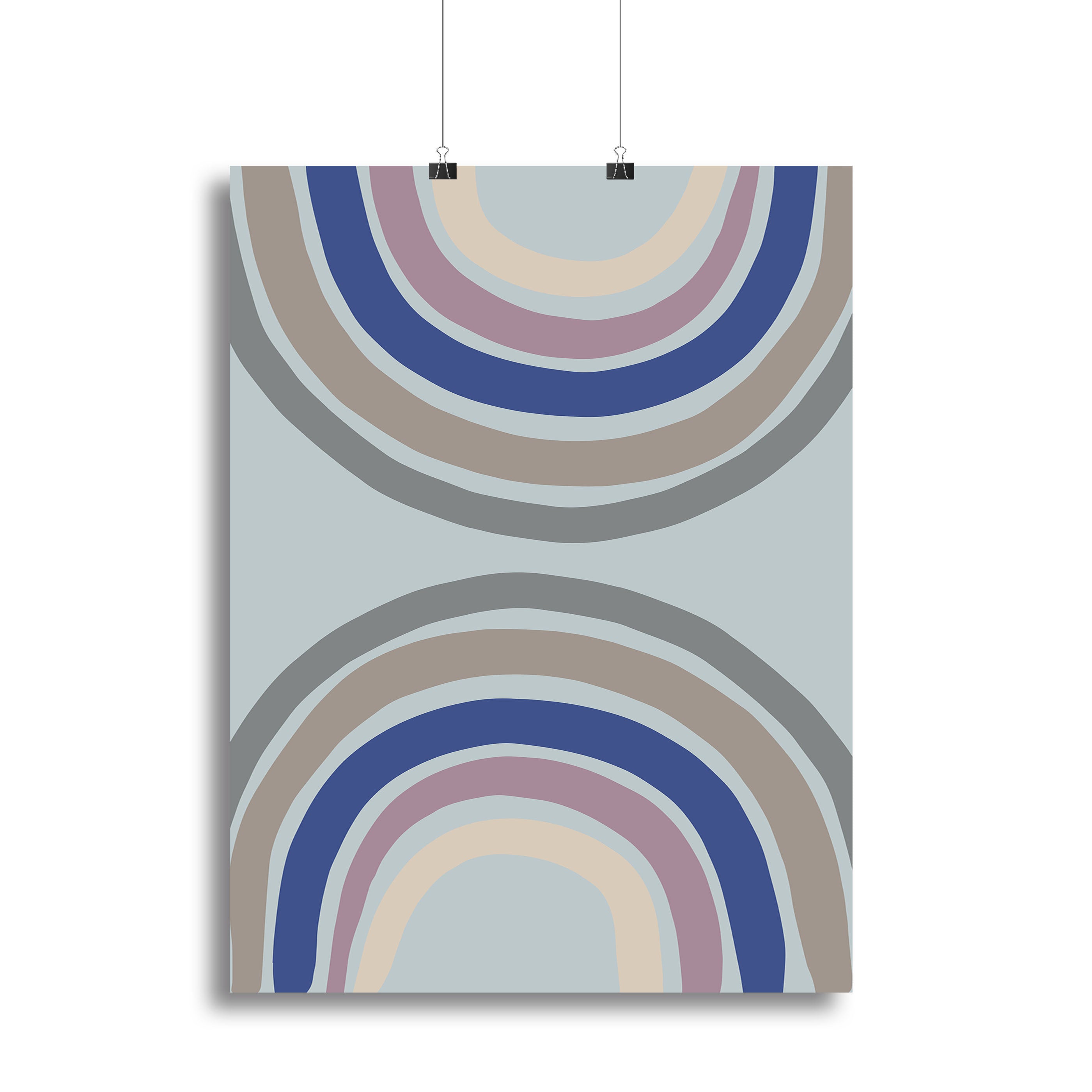 A vibrant Double Rainbow Blue Canvas Print showcasing a stunning double rainbow against a blue sky, perfect for home decor.