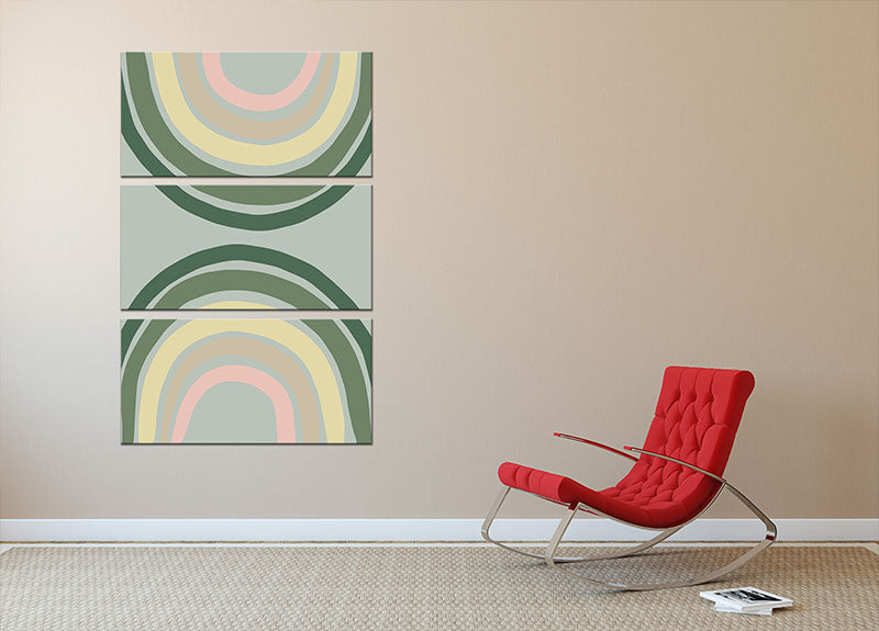 Double Rainbow Green 3 Split Panel Canvas Print showcasing vibrant colors and intricate design, perfect for home decor.