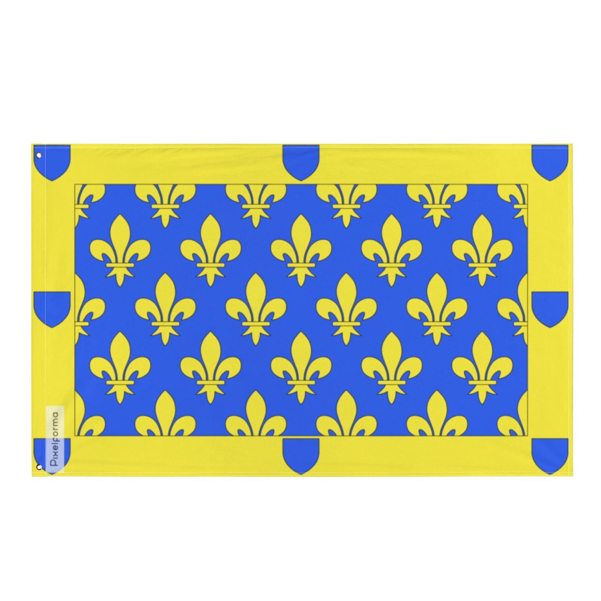 Drapeau Ardèche version 1 en polyester avec œillets en fer, disponible en plusieurs tailles, affichant des couleurs vives.
