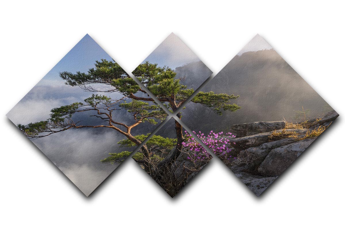 Dream Dancer 4 Square Multi Panel Canvas artwork featuring four equal square sections with vibrant colors and intricate designs.