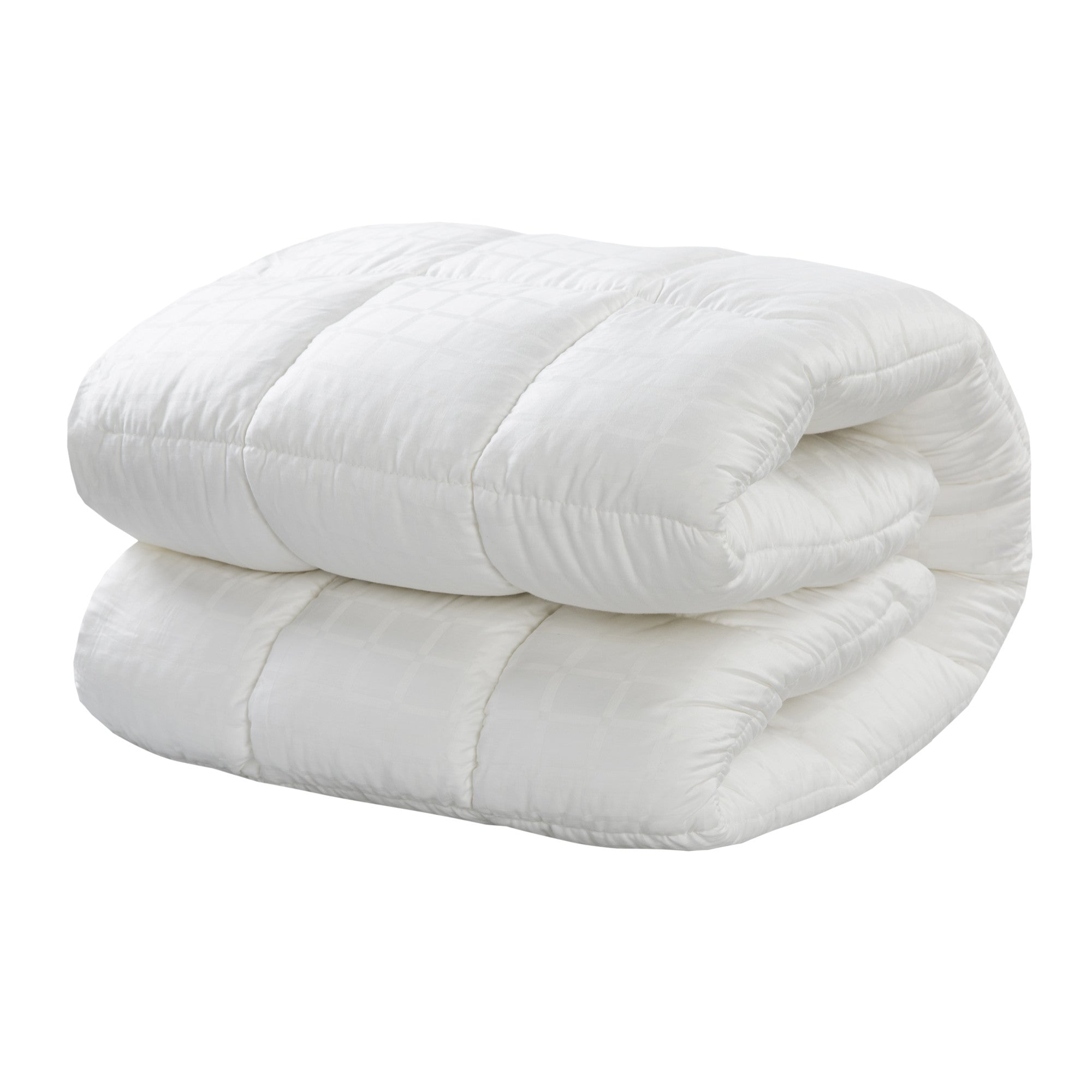 Dreamaker Ball Fibre Mattress Topper with 1000gsm filling, featuring a soft dobby woven sateen cotton cover, designed for double beds.