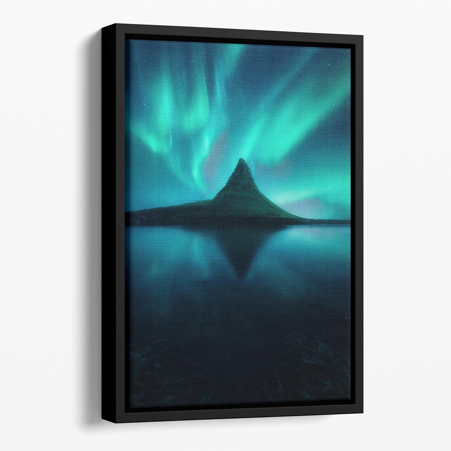 DreamTime Floating Framed Canvas featuring vibrant abstract art in a sleek wooden frame, enhancing modern home decor.