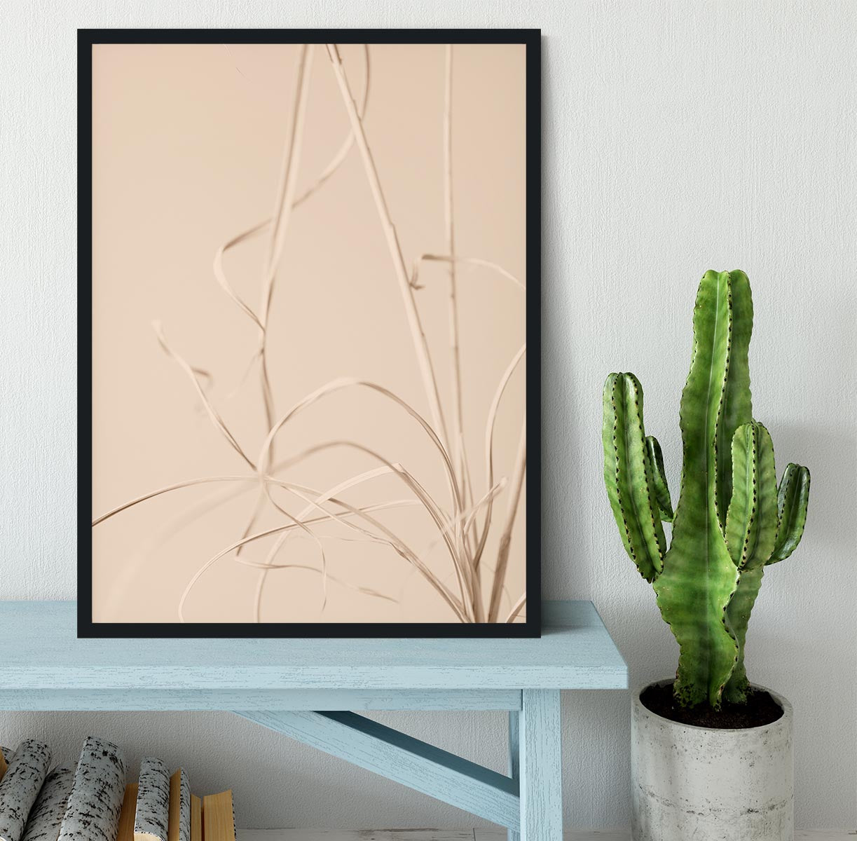 Dried Grass Beige 01 Framed Print showcasing natural tones in a stylish handmade frame.