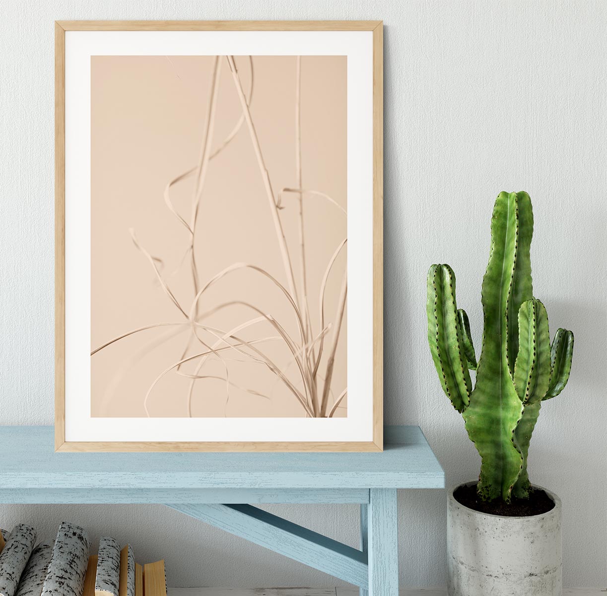 Dried Grass Beige 01 Framed Print showcasing natural tones in a stylish handmade frame.