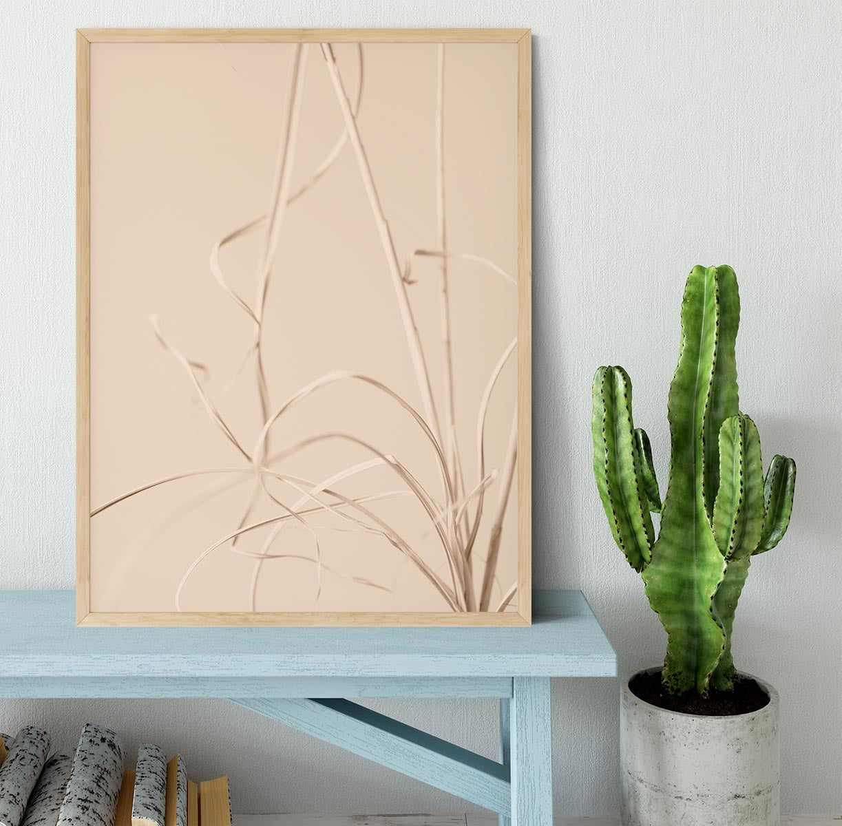 Dried Grass Beige 01 Framed Print showcasing natural tones in a stylish handmade frame.