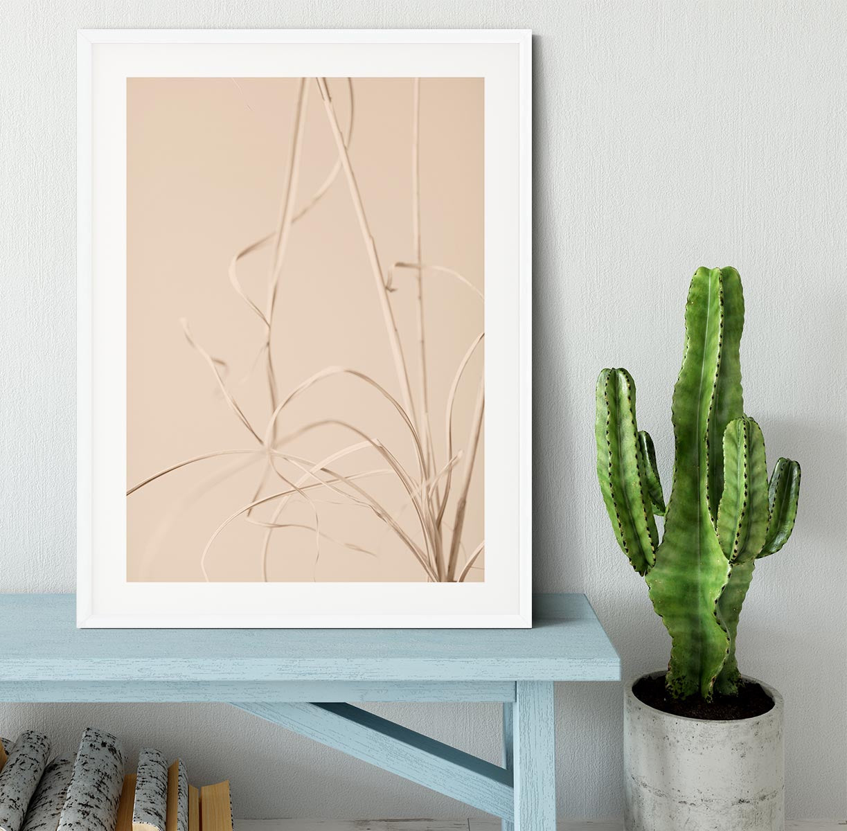 Dried Grass Beige 01 Framed Print showcasing natural tones in a stylish handmade frame.