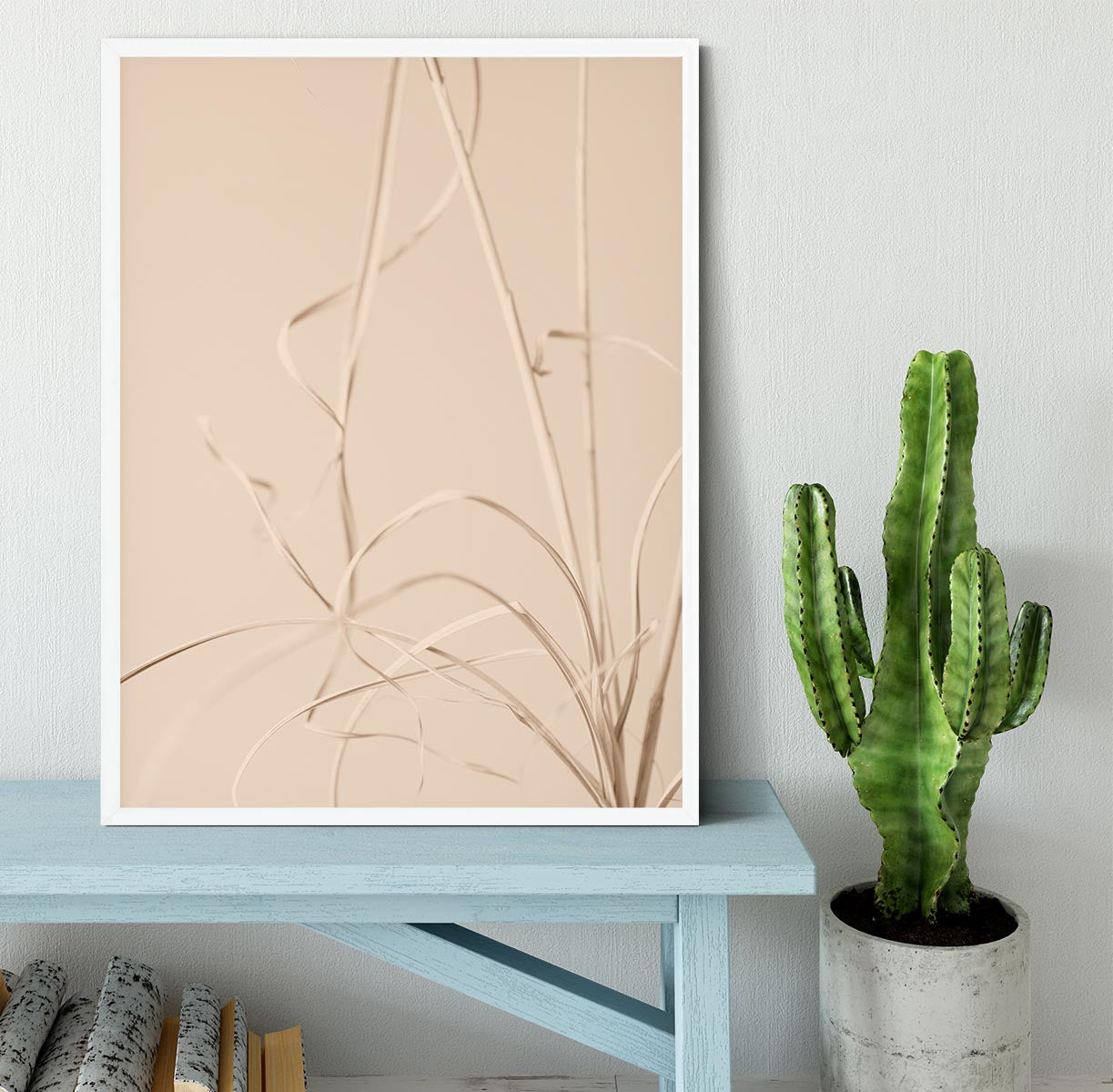 Dried Grass Beige 01 Framed Print showcasing natural tones in a stylish handmade frame.