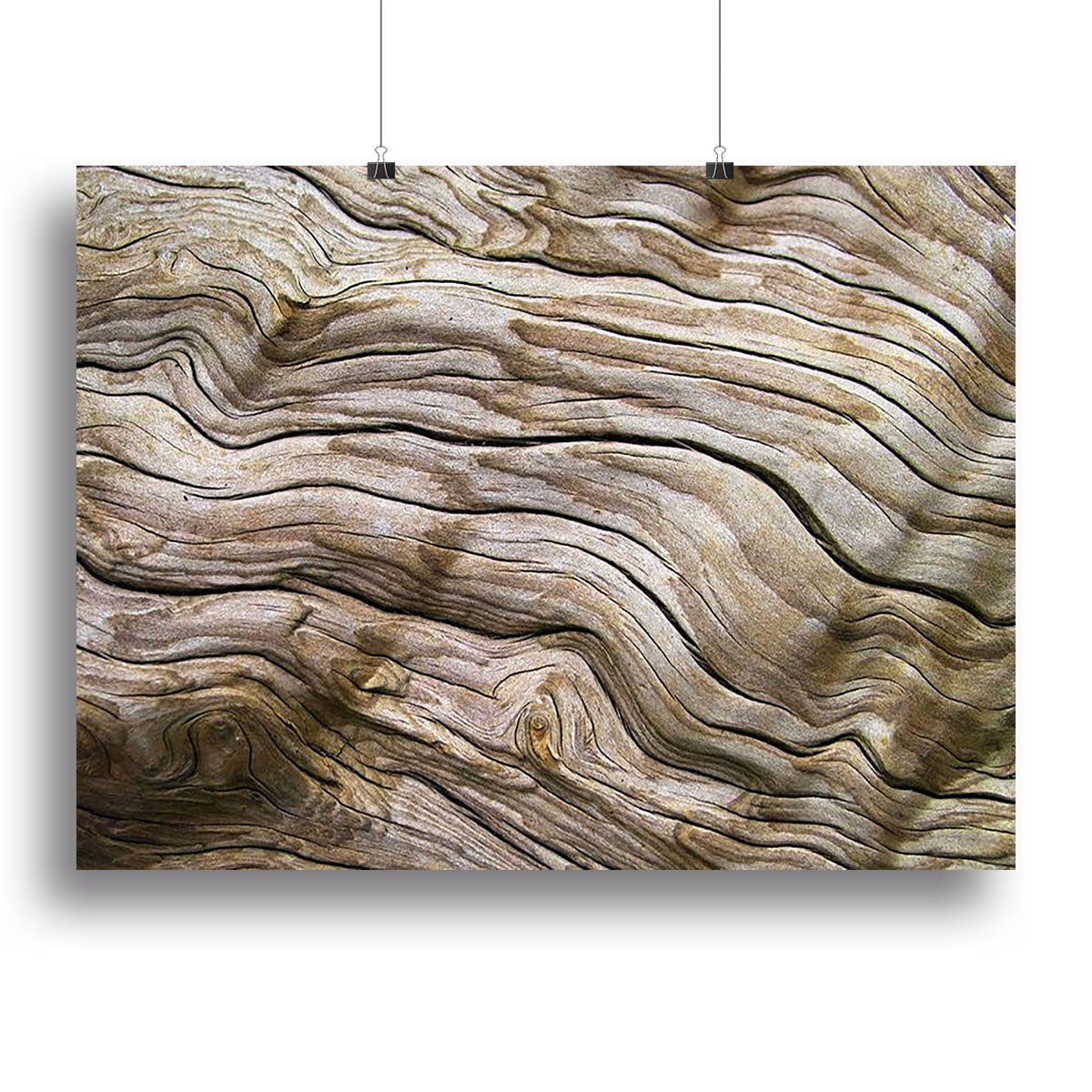 A beautiful driftwood canvas print showcasing natural textures and tones, perfect for home decor.