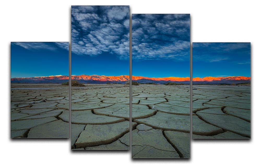 A vibrant 4-split canvas artwork titled Dry Season, showcasing a cohesive design across four panels.