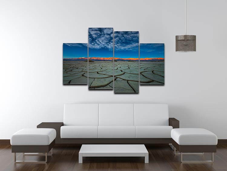 A vibrant 4-split canvas artwork titled Dry Season, showcasing a cohesive design across four panels.