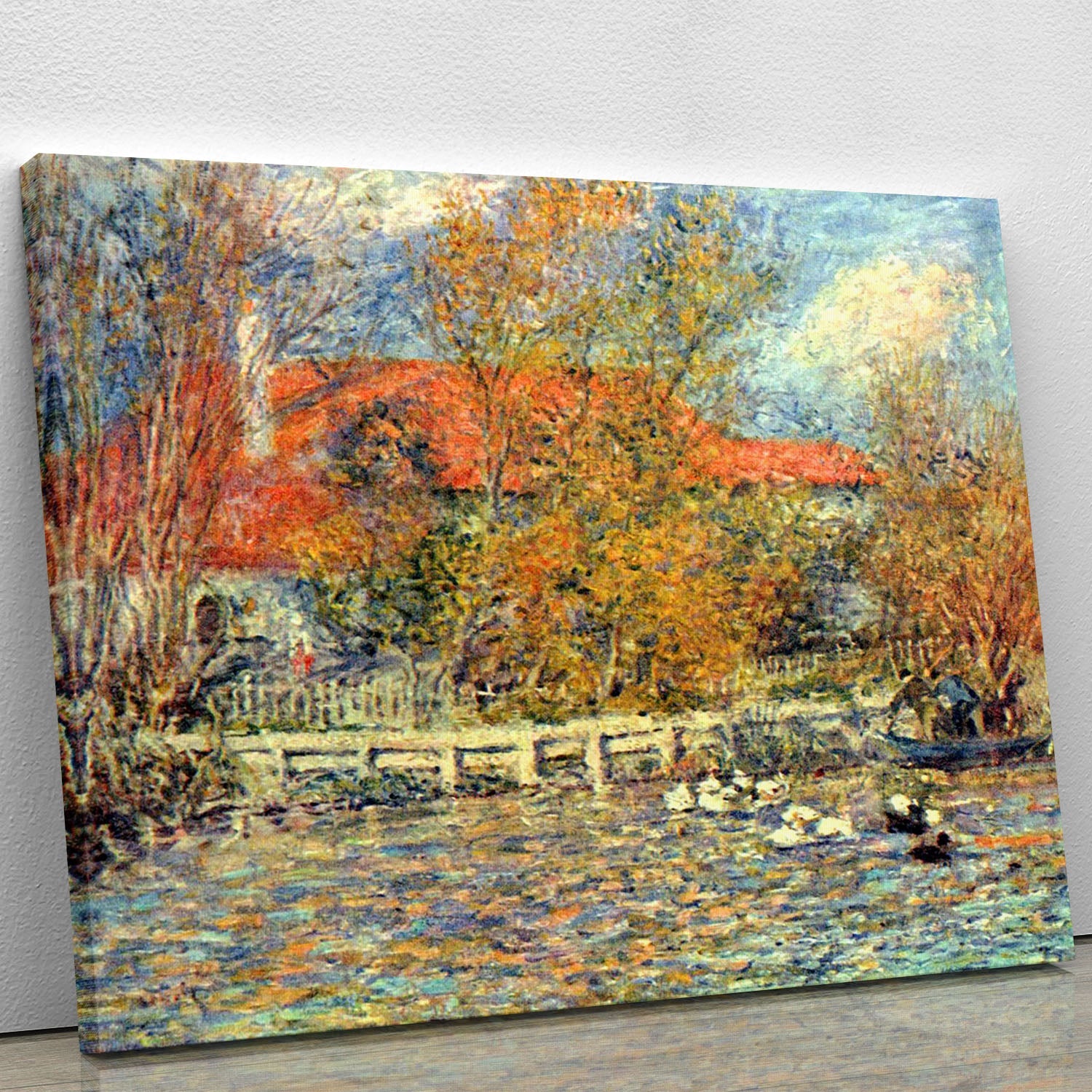 Duck Pond by Renoir canvas print showcasing serene water scene with lush greenery and soft brush strokes.