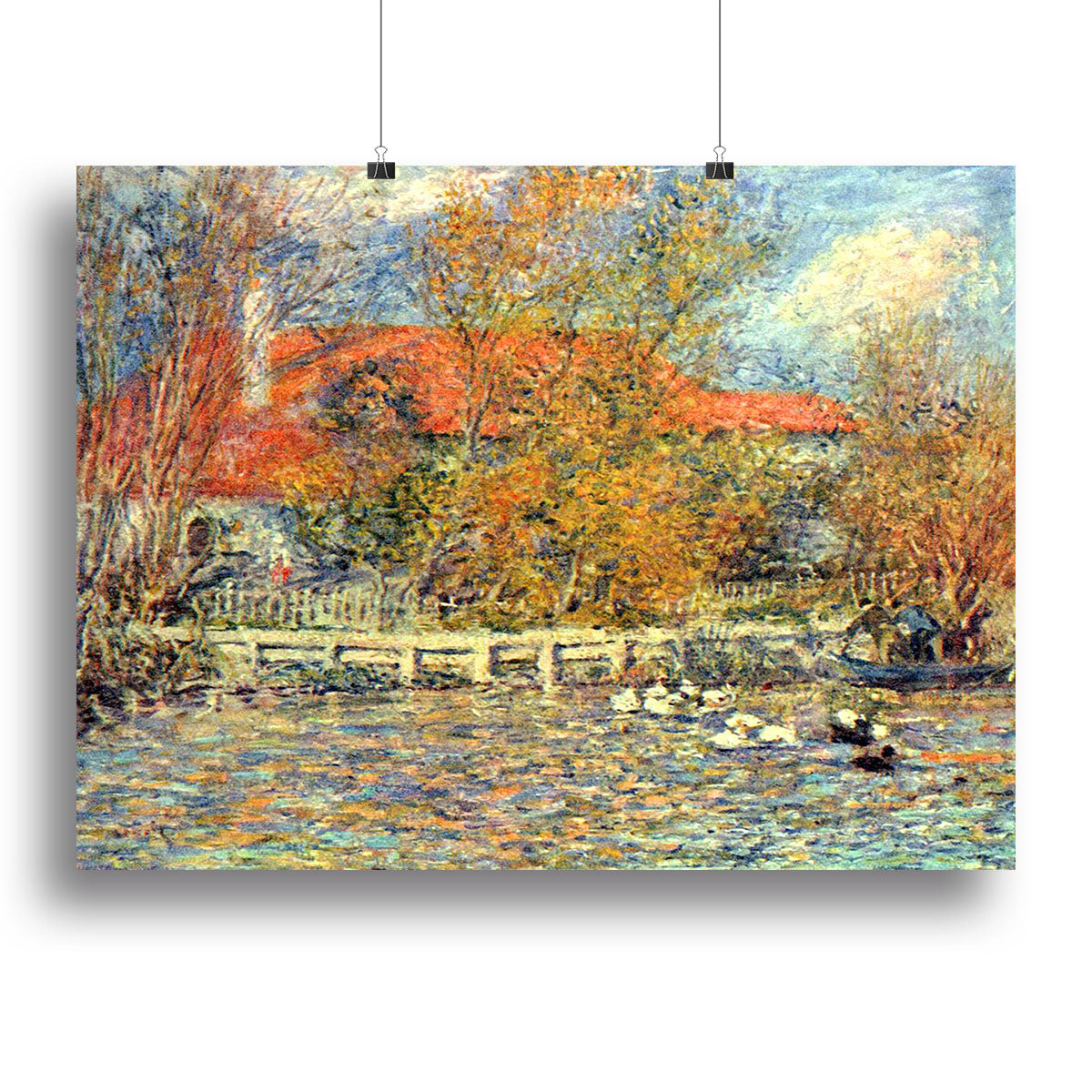Duck Pond by Renoir canvas print showcasing serene water scene with lush greenery and soft brush strokes.
