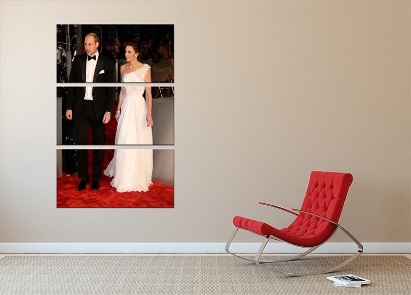 A stunning 3-panel canvas print featuring the Duke and Duchess of Cambridge at the Baftas, showcasing elegance and sophistication.