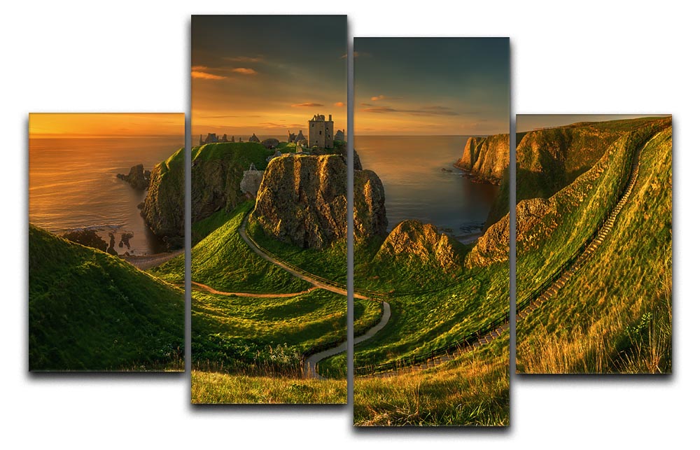 Dunnottar 4 Split Panel Canvas artwork displayed in a modern living room setting.