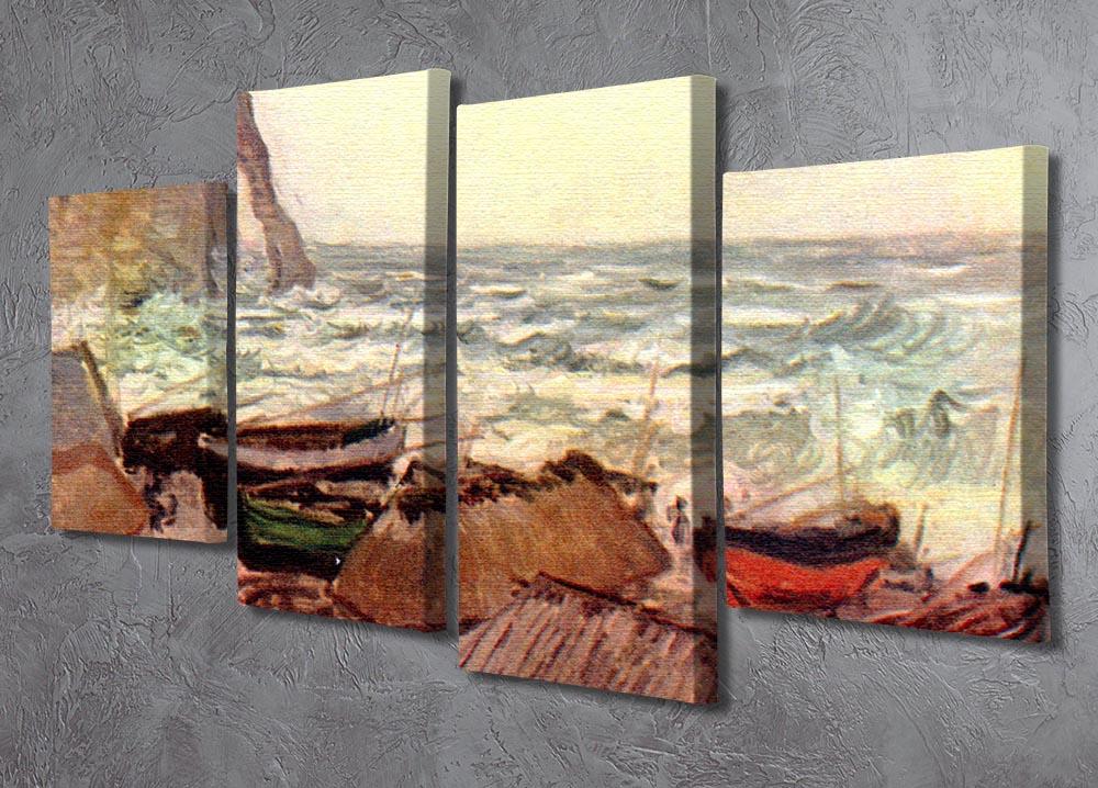 4 Split Panel Canvas featuring Monet's Durchbrochener rock at Etretat, showcasing vibrant colors and impressionistic style.