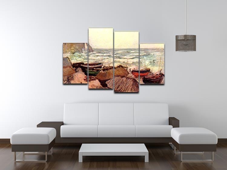 4 Split Panel Canvas featuring Monet's Durchbrochener rock at Etretat, showcasing vibrant colors and impressionistic style.