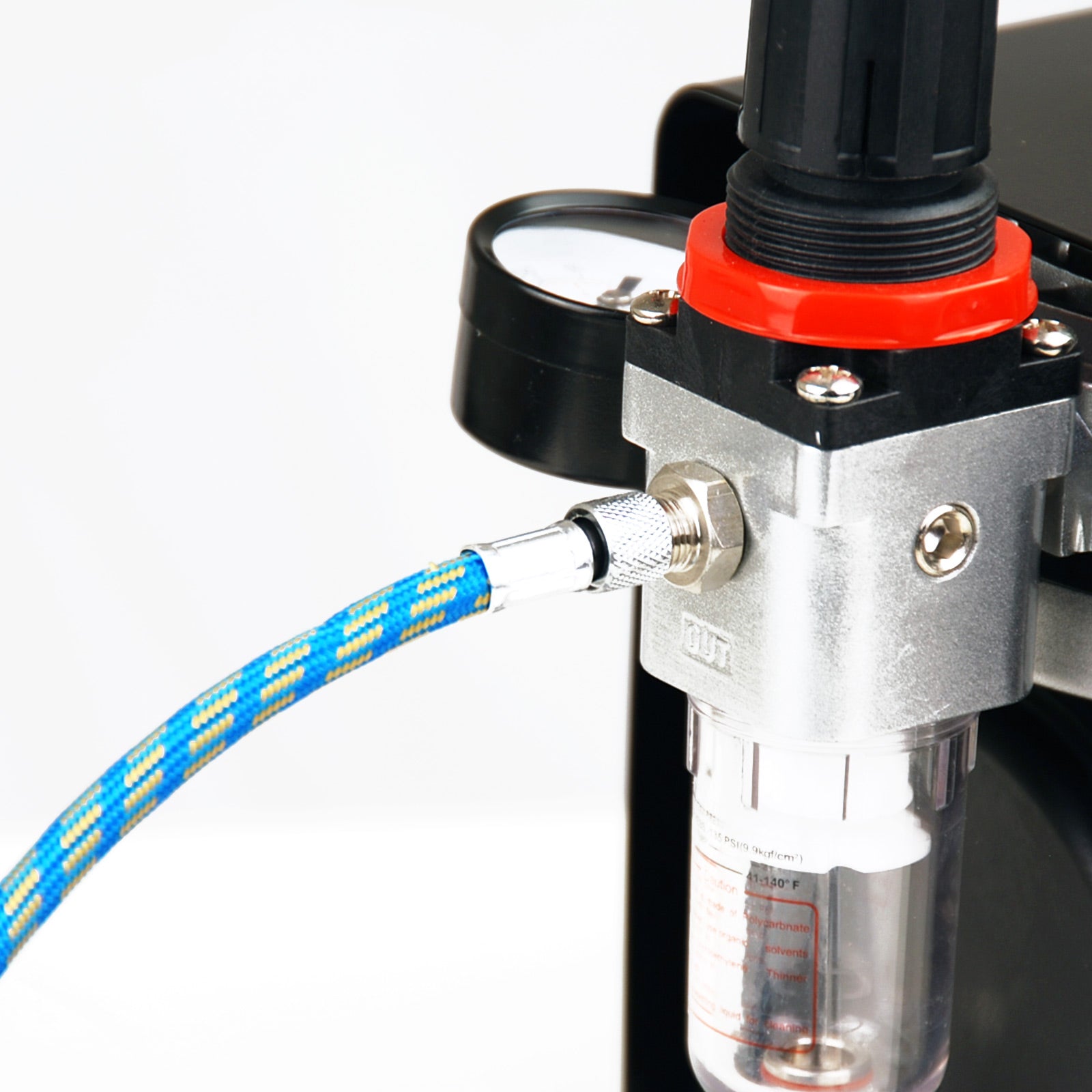 Dynamic Power 4 Set Air Brush Hose, featuring a flexible braided rubber design in blue and yellow, suitable for airbrush applications.