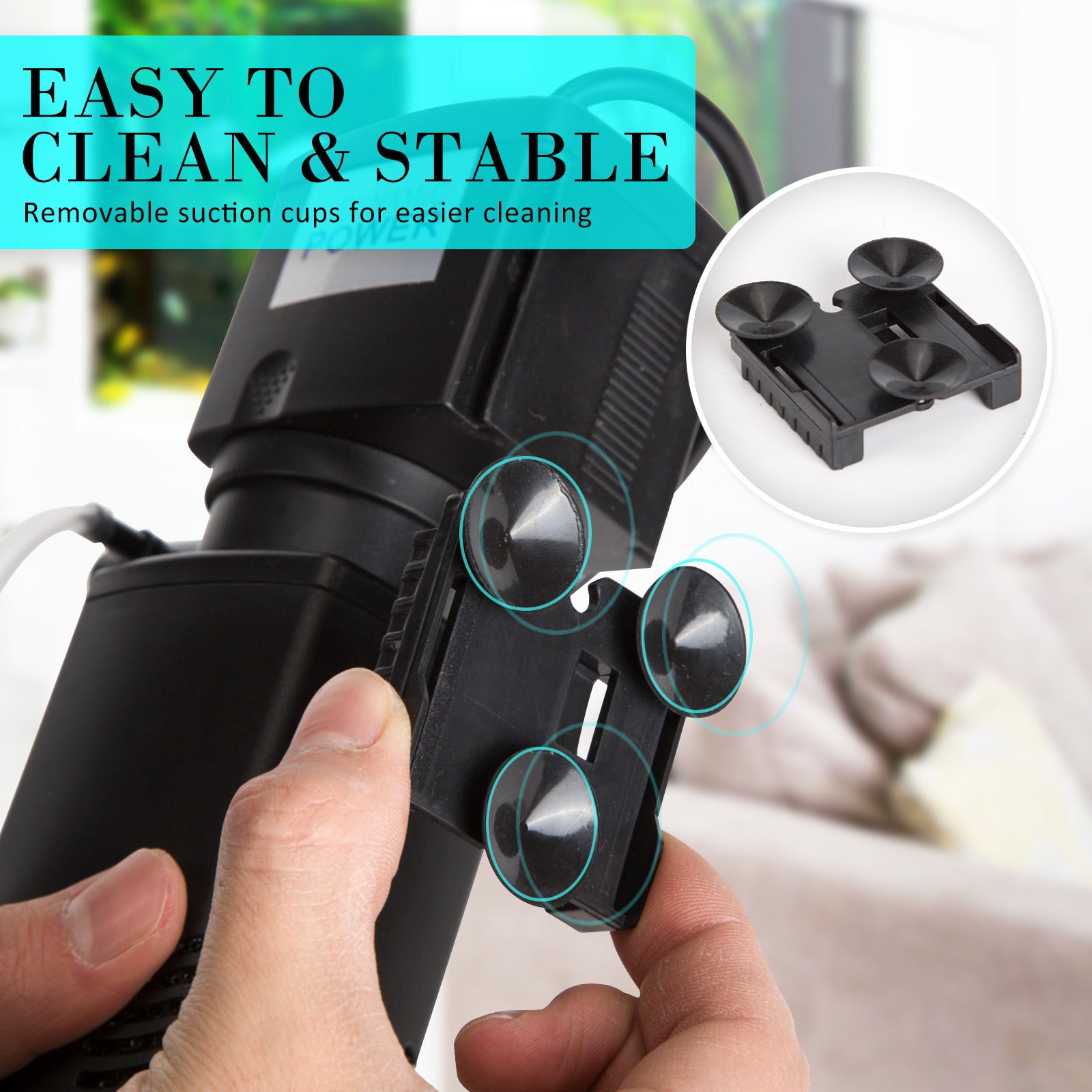 Dynamic Power Aquarium Submersible Filter with air tube, designed for efficient filtration and aeration in aquariums and ponds.