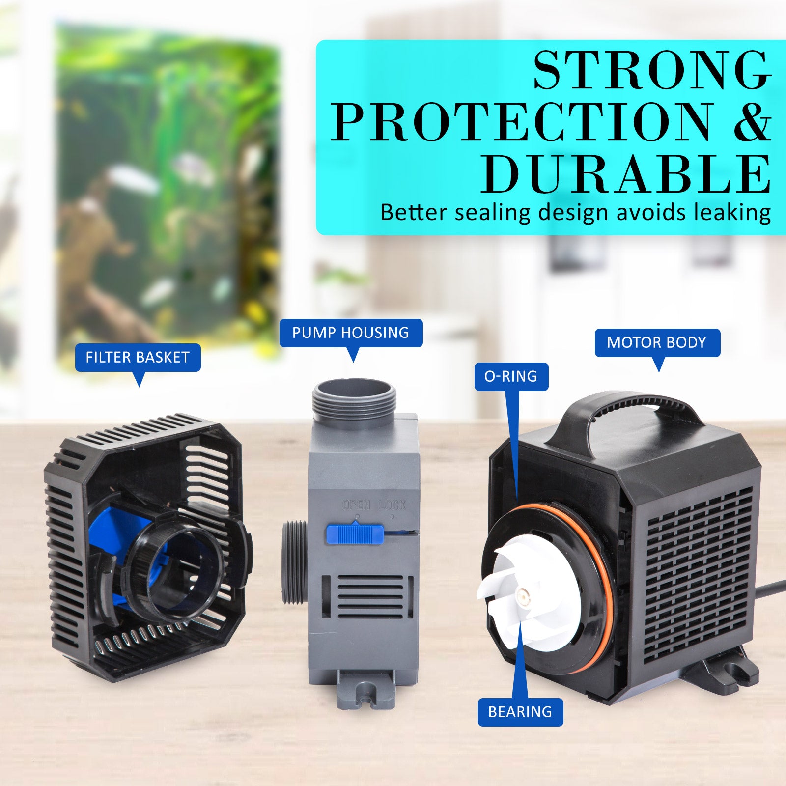 Dynamic Power Aquarium Submersible Pond Water Pump 16000L/H with stainless steel and PVC construction, designed for efficient water circulation.