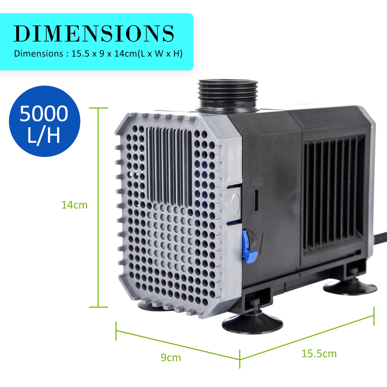 Dynamic Power Aquarium Submersible Water Pump with adjustable outlets, designed for efficient water circulation in aquariums and ponds.