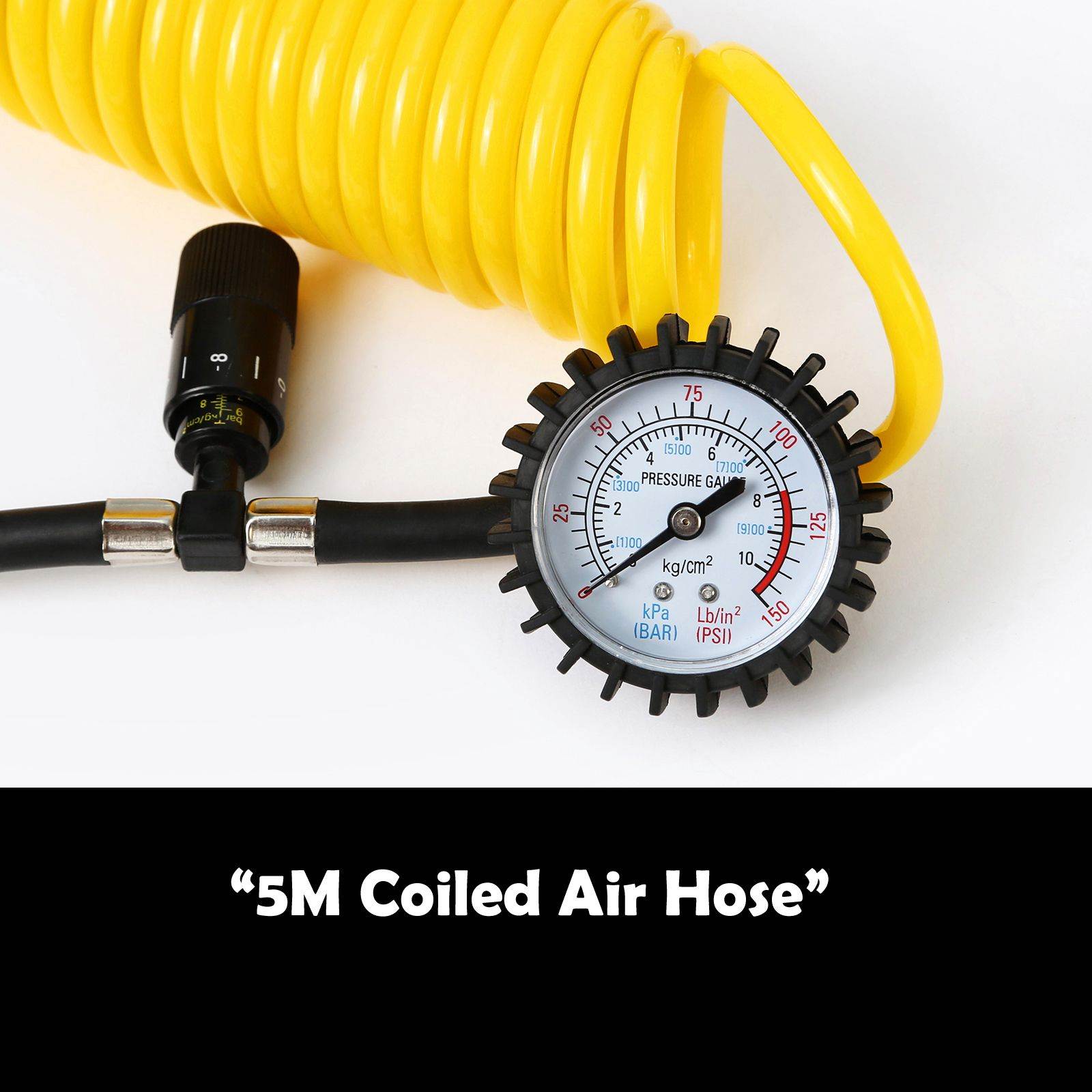 Dynamic Power Red Portable Car Tyre Air Compressor with accessories, showcasing its compact design and durable construction.