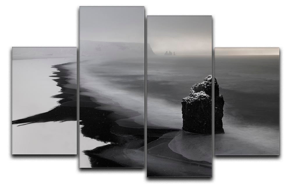 Dyrholaey 4 Split Panel Canvas artwork featuring a stunning landscape divided into four sections, creating a cohesive and dynamic visual effect.
