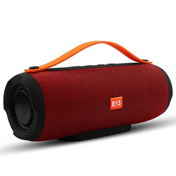 E13 Mini Portable Wireless Bluetooth Speakers in various colors, showcasing waterproof and shockproof features, ideal for outdoor use.