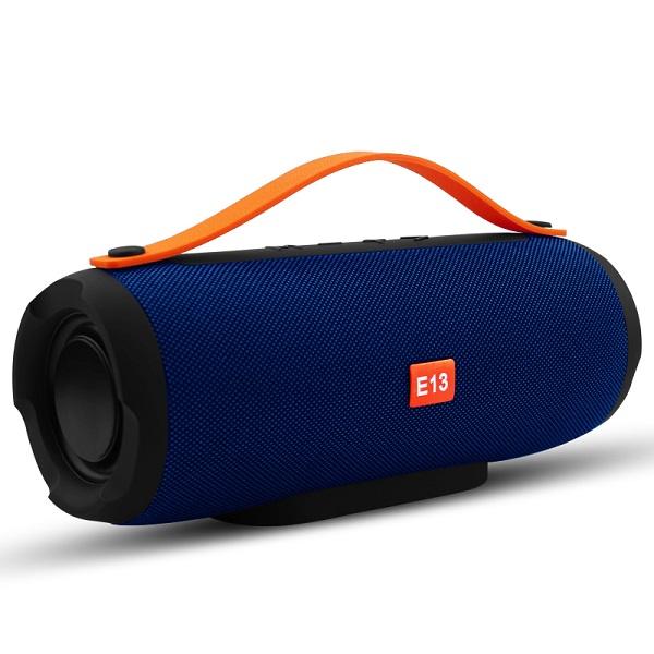 E13 Mini Portable Wireless Bluetooth Speakers in various colors, showcasing waterproof and shockproof features, ideal for outdoor use.