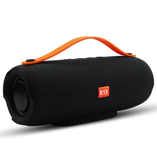 E13 Mini Portable Wireless Bluetooth Speakers in various colors, showcasing waterproof and shockproof features, ideal for outdoor use.