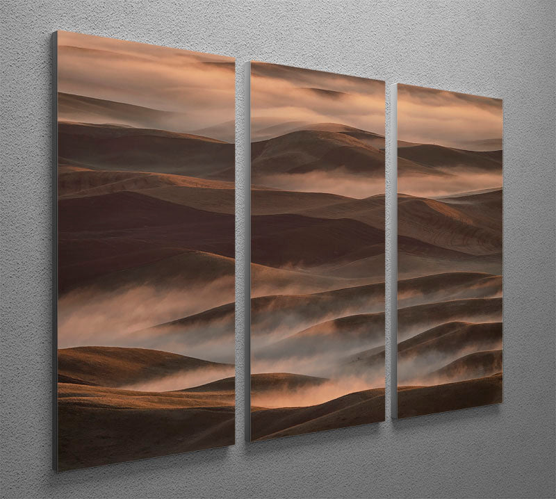 A beautiful 3-panel canvas print depicting an early spring morning at Palouse, showcasing vibrant landscapes and serene colors.