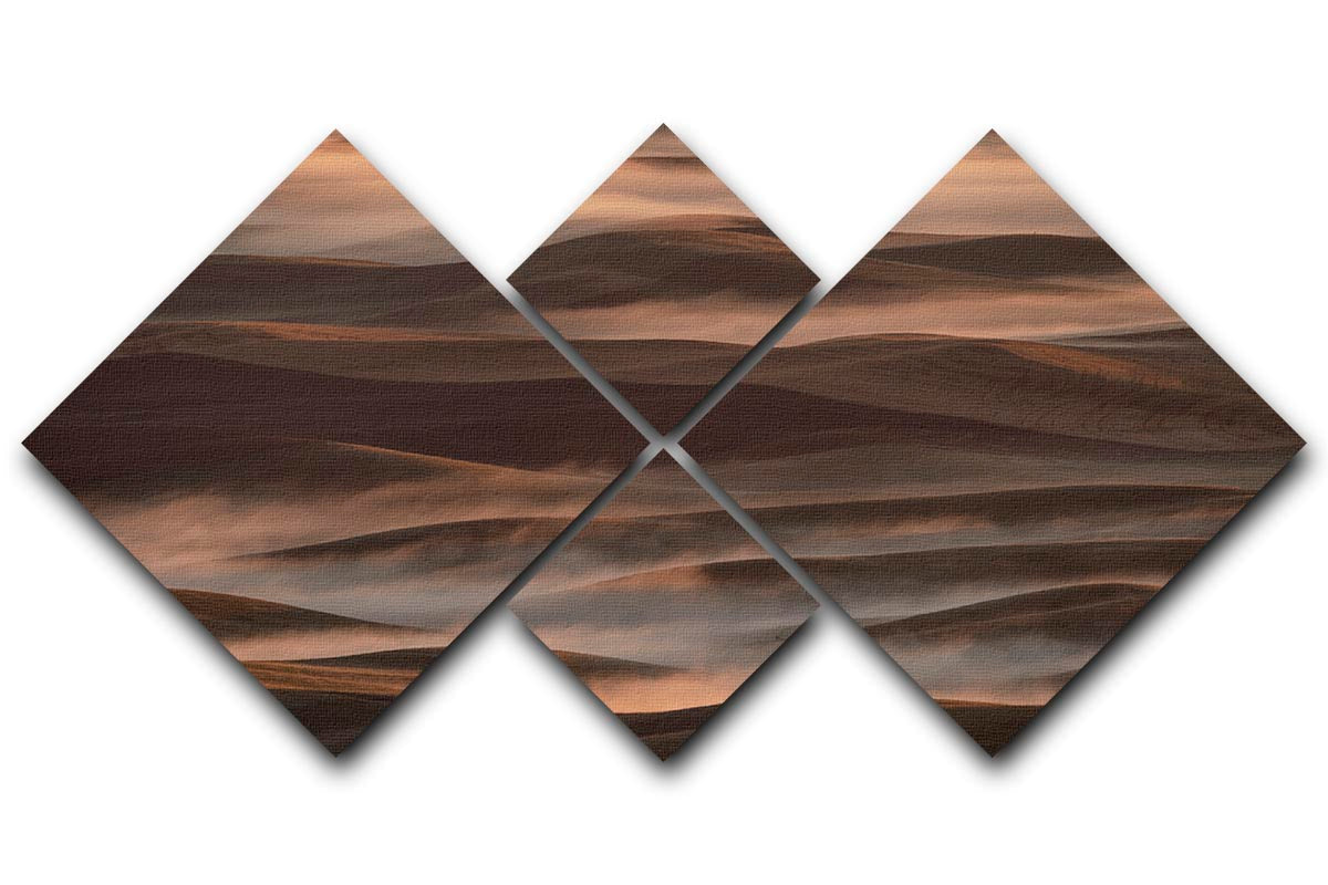 A beautiful 4-square multi-panel canvas depicting an early spring morning landscape in the Palouse region, showcasing vibrant colors and serene scenery.