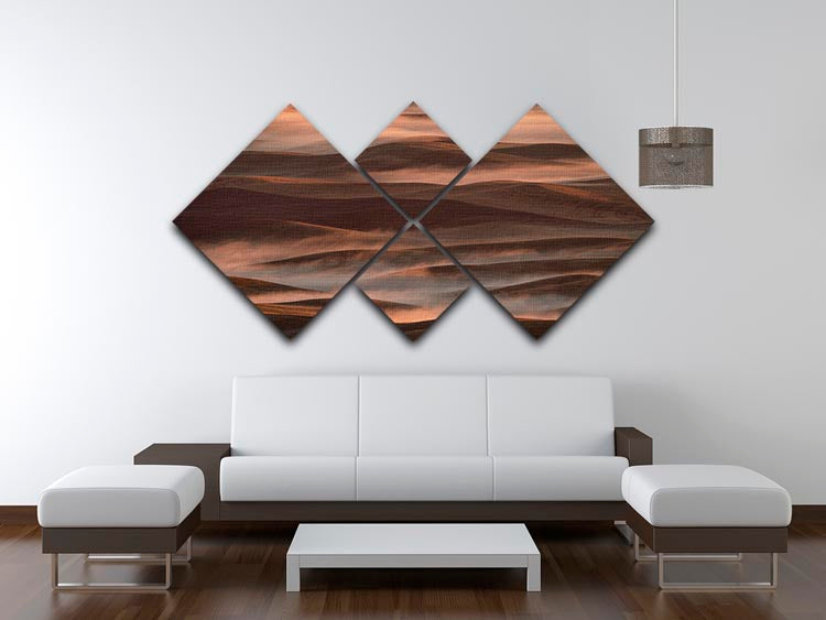 A beautiful 4-square multi-panel canvas depicting an early spring morning landscape in the Palouse region, showcasing vibrant colors and serene scenery.