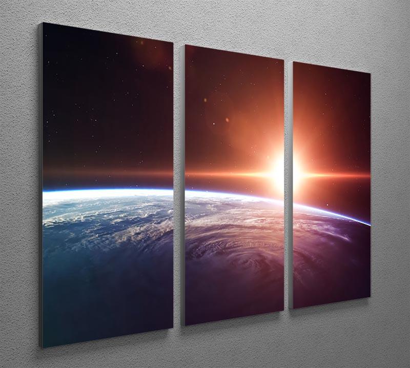 Earth Sunrise 3 Split Panel Canvas Print showcasing a vibrant sunrise over a serene landscape, perfect for home decor.