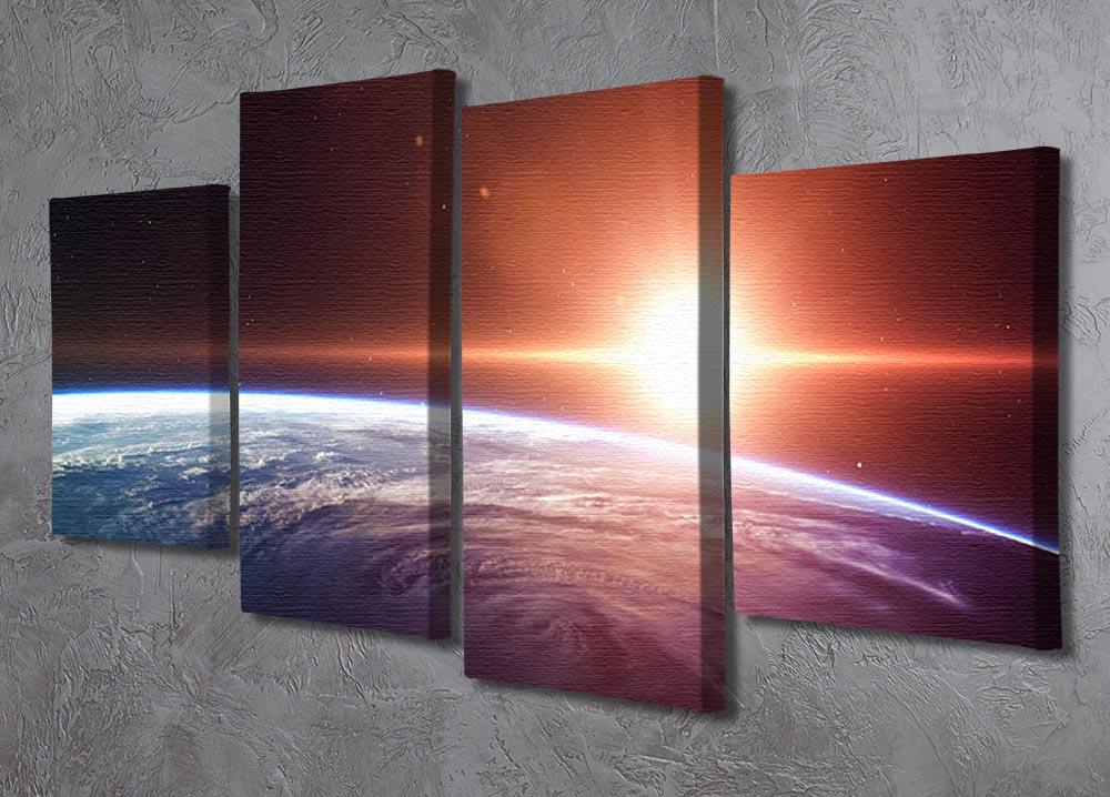Earth Sunrise 4 Split Panel Canvas artwork featuring a vibrant sunrise scene divided into four panels.