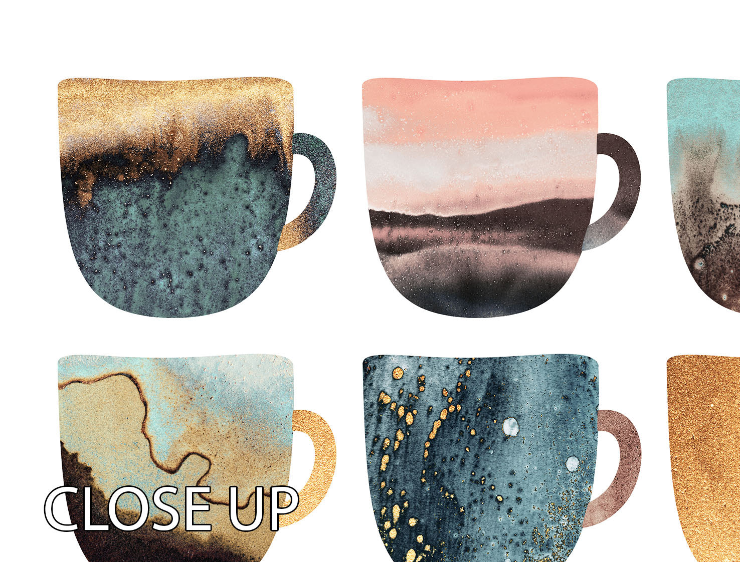 Three-panel canvas print featuring earthy coffee cups, showcasing vibrant colors and artistic design.