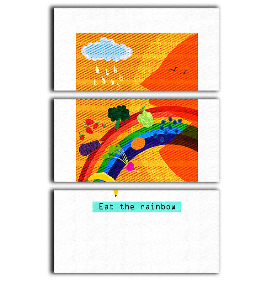 Vibrant Eat the Rainbow 3 Split Panel Canvas Print showcasing colorful abstract designs, perfect for home decor.