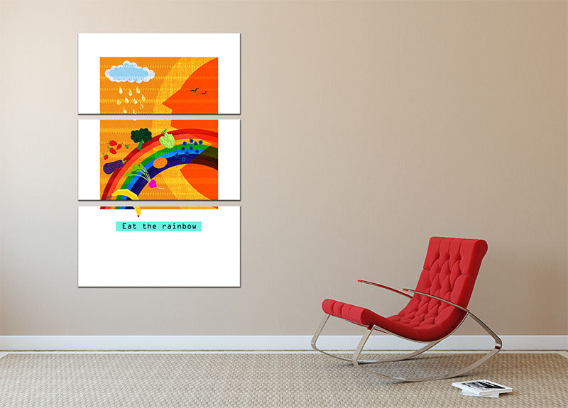 Vibrant Eat the Rainbow 3 Split Panel Canvas Print showcasing colorful abstract designs, perfect for home decor.