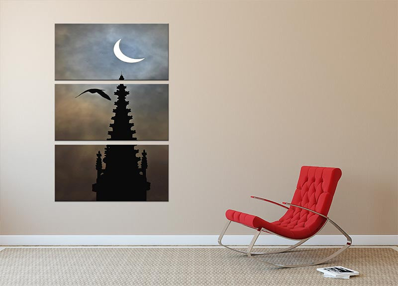 Eclipse over Worcester Cathedral 3-panel canvas print showcasing a stunning view of the cathedral under an eclipse, perfect for home decor.