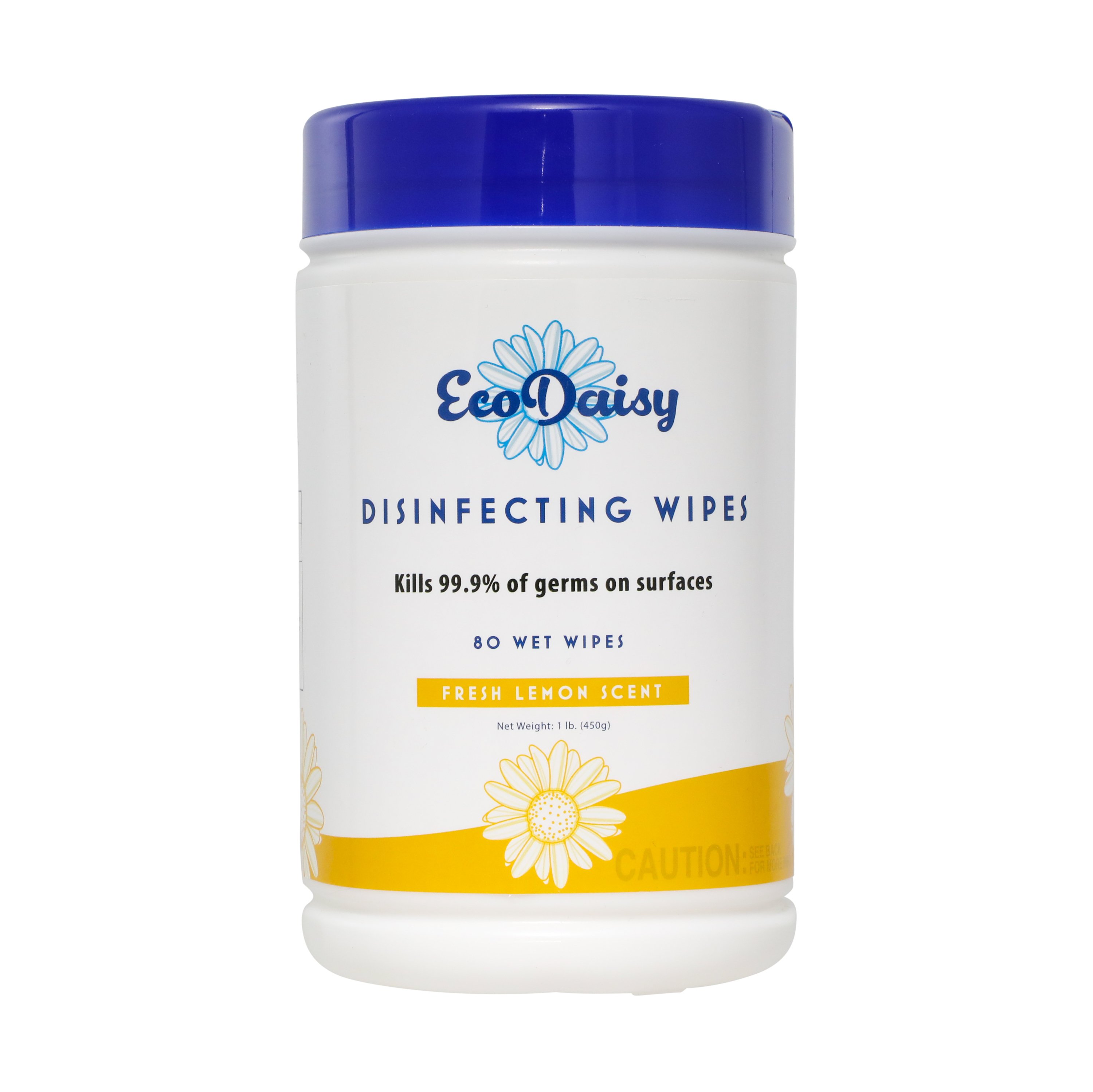 EcoDaisy Disinfecting Wipes bundle of 4 packs with lemon scent, effective against 99.9% of germs.