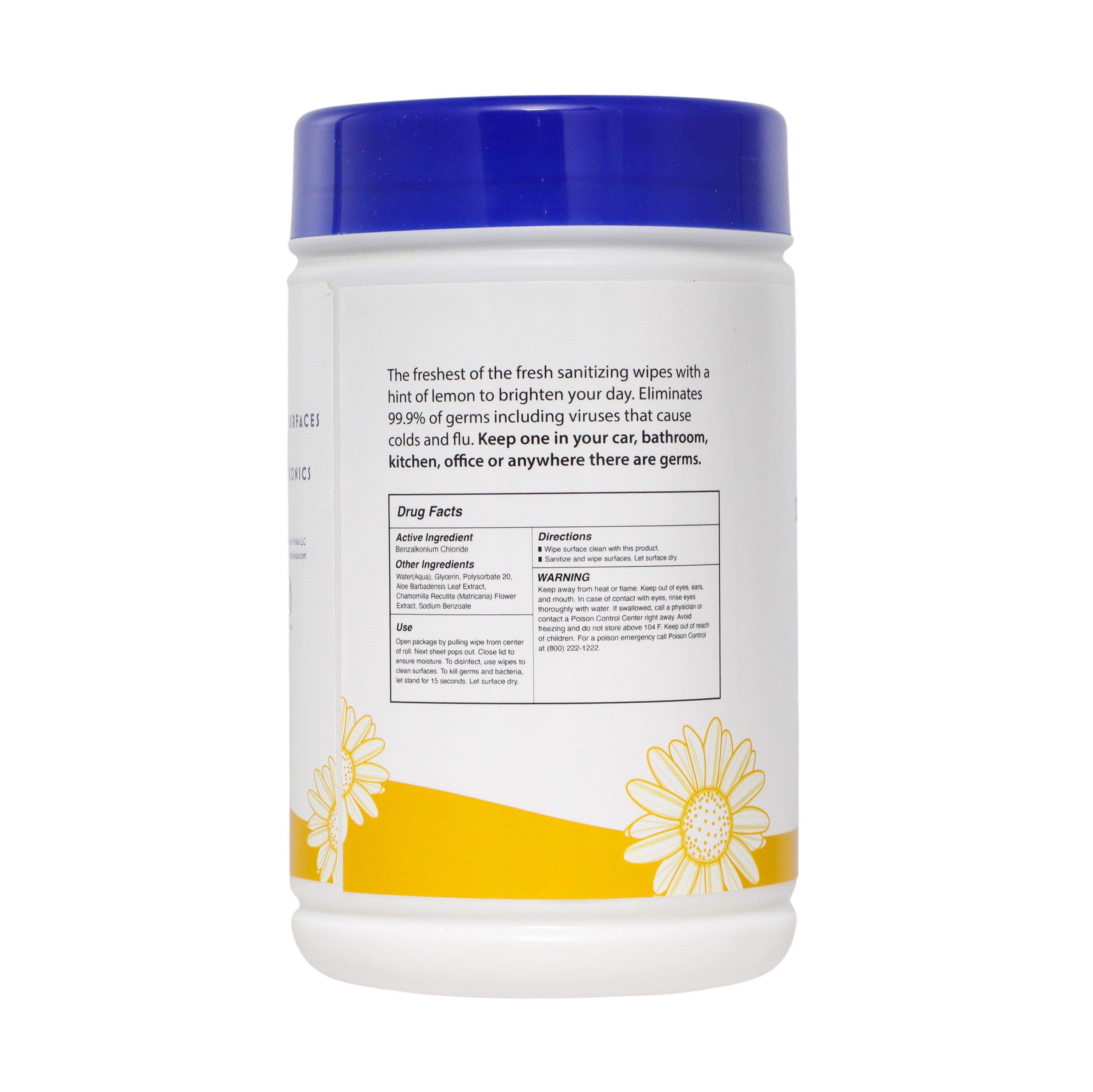 EcoDaisy Disinfecting Wipes bundle of 4 packs with lemon scent, effective against 99.9% of germs.